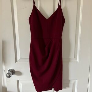 Wine Red Wrap front bodycon dress